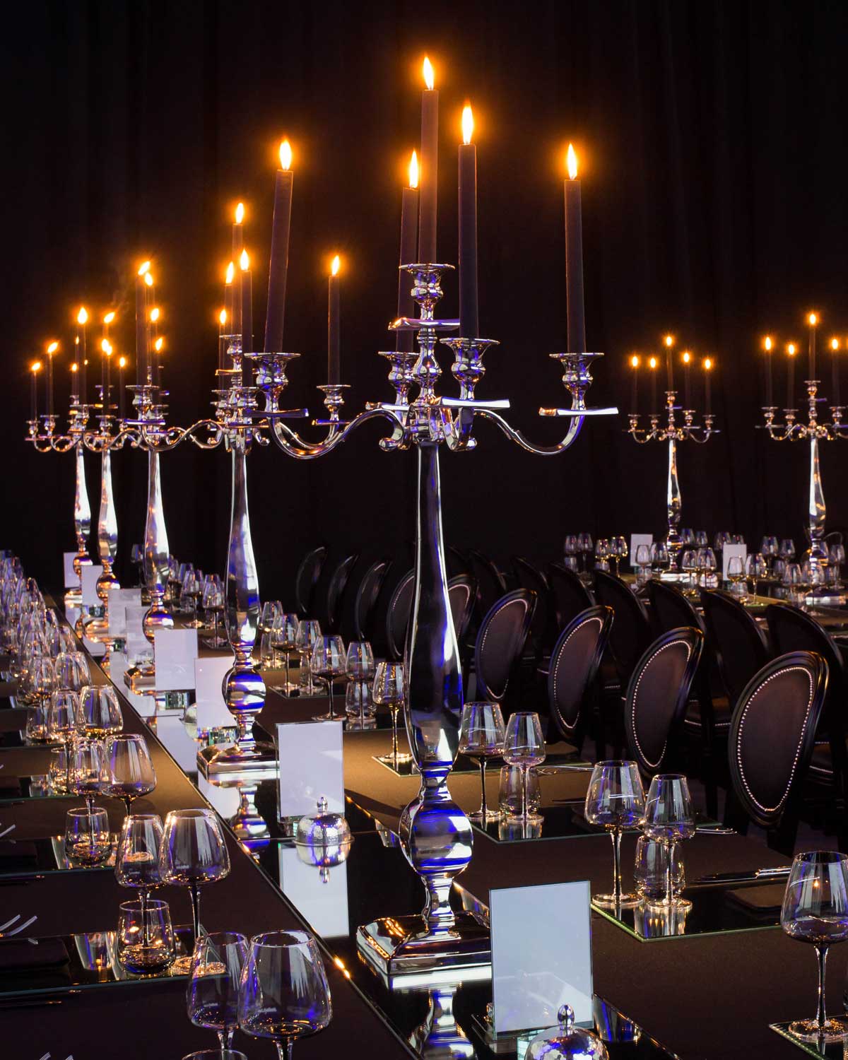 Silver Candelabra with Square Base