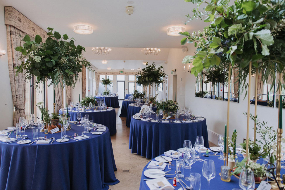 Denim Gelato table linen at Old Down Estate, Styling and Image courtesy of The Wedding Helper UK